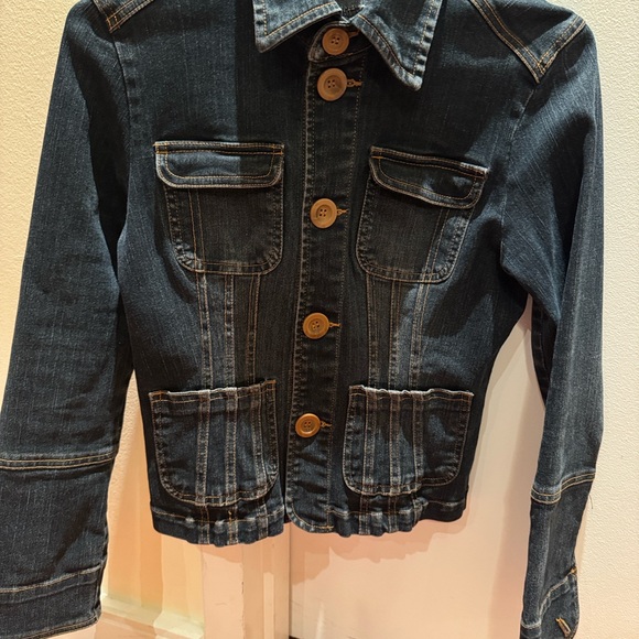 Vintage Western Dark Denim Jacket with Brown Buttons - Picture 6 of 7